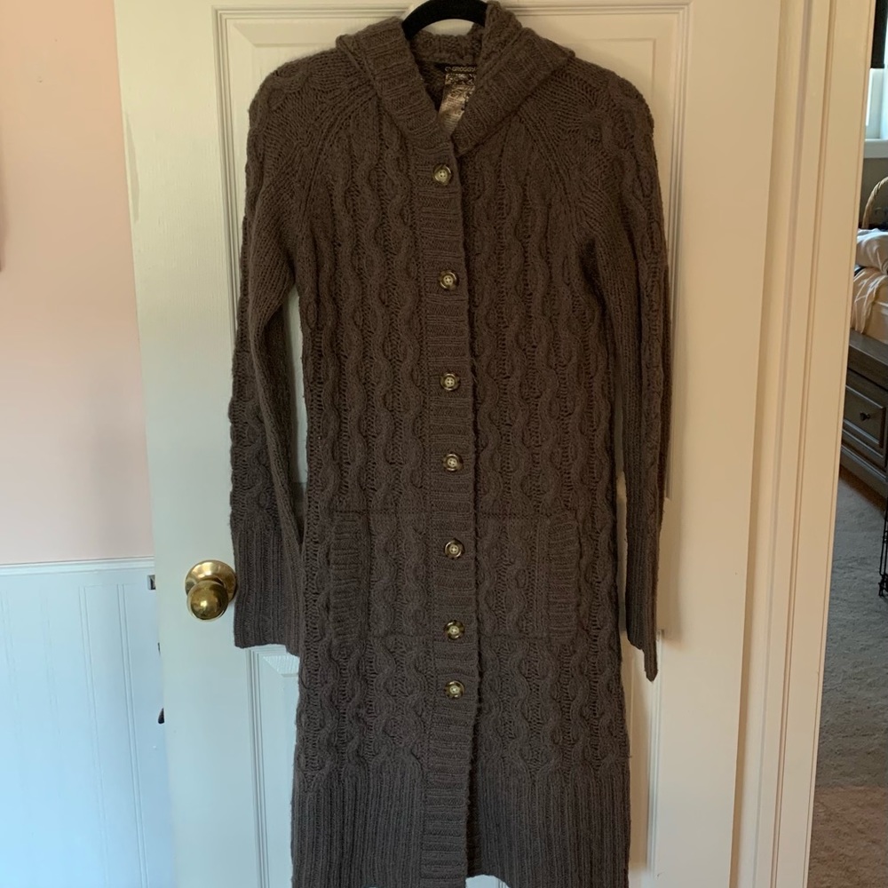 Cozy Brown Cable Knit Cardigan